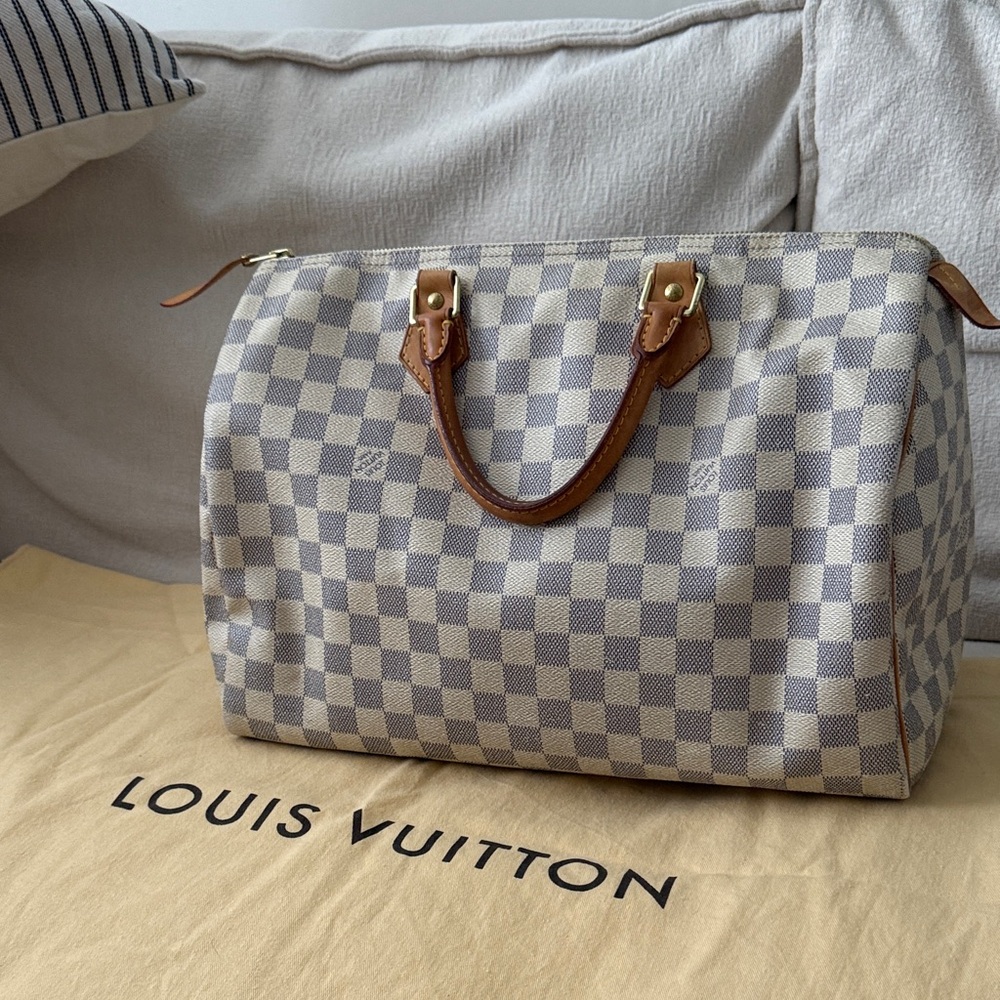 Louis Vuitton Damier Azur Satchel - Cream and Brown